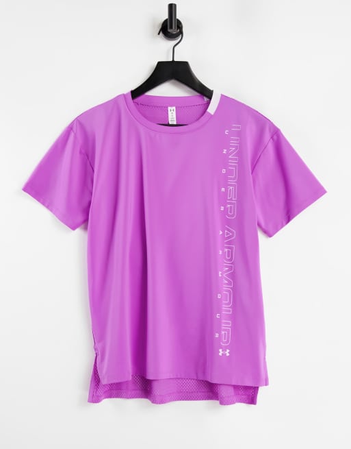 Under Armour – Sport – Fioletowy T-shirt z grafiką