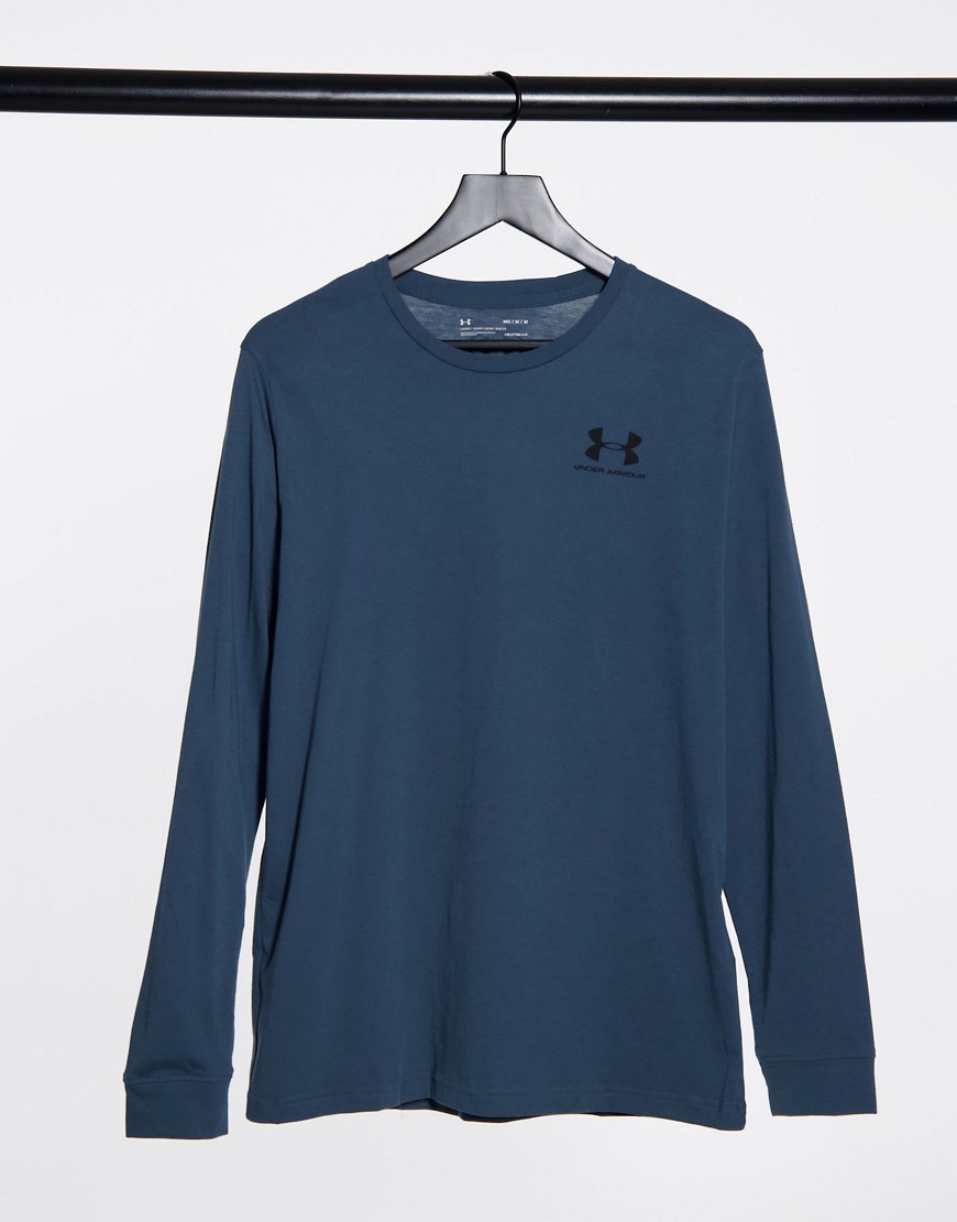 Under Armour sportstyle logo long sleeve t-shirt in blue-Blues