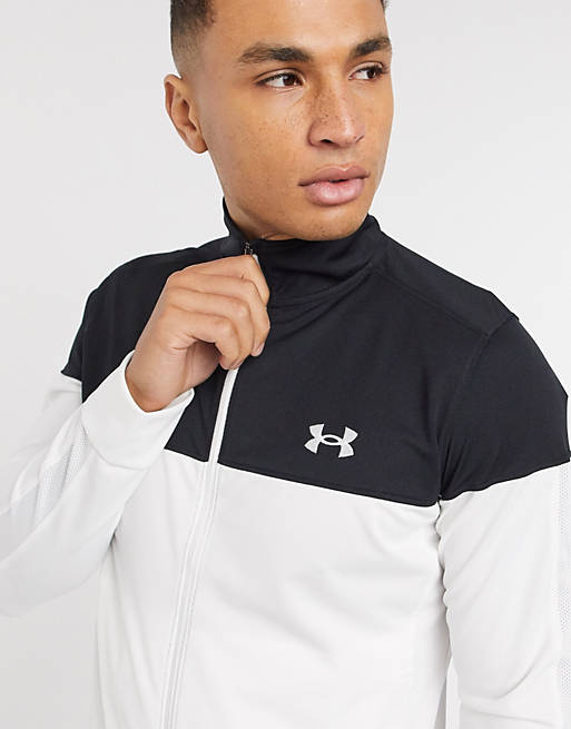 Under Armour Sportstyle pique track jacket in black and white