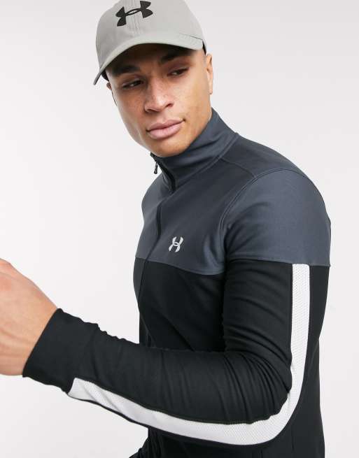 Under Armour Sportstyle pique track jacket in grey and white ASOS