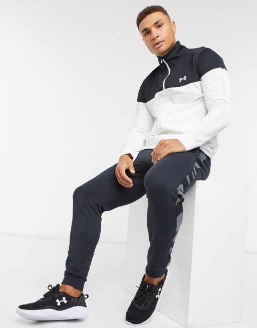 Under Armour - Sportstyle - Sort og hvid træningsjakke i pique-stof, 4 af 4