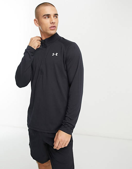 Under Armour Streaker half zip sweatshirt in black | ASOS
