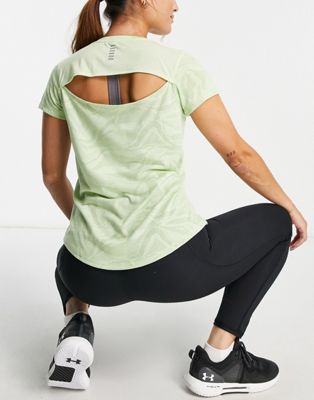 Under Armour Streaker running t-shirt with back detail in green