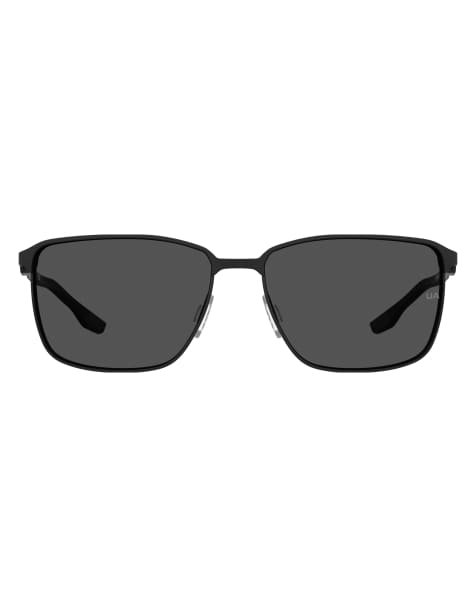 Under Armour Sunglasses Retained rectangular sunglasses with grey lenses in black - view 1