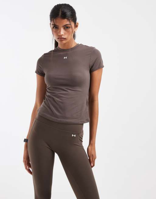 Under Armour t-shirt a maniche corte aderente Motion marrone, 2 di 4