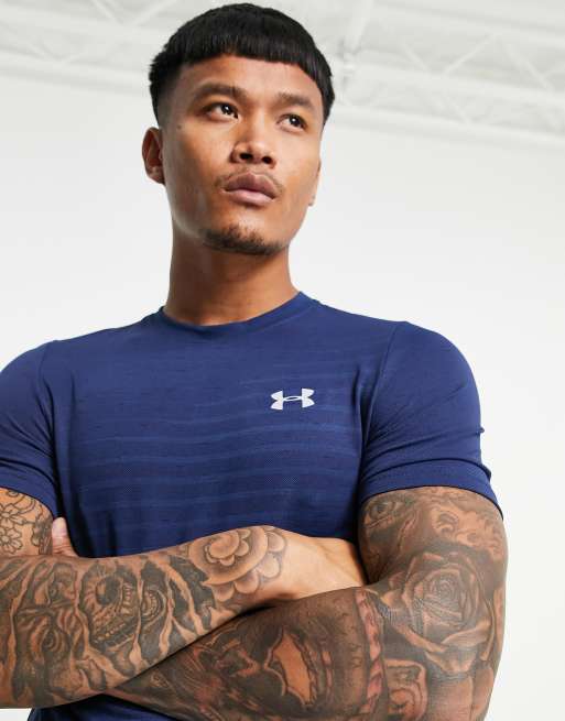 Under Armour - T-shirt de sport sans coutures - Bleu marine