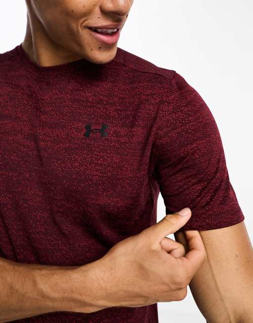 Under Armour T shirt technique avec a rations en jacquard Bordeaux