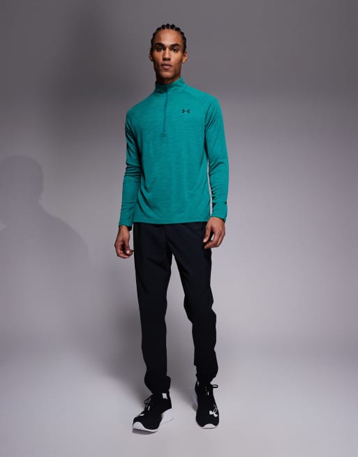 Under Armour - T-shirt technique texturé à col zippé - Vert argile, 2 de 5