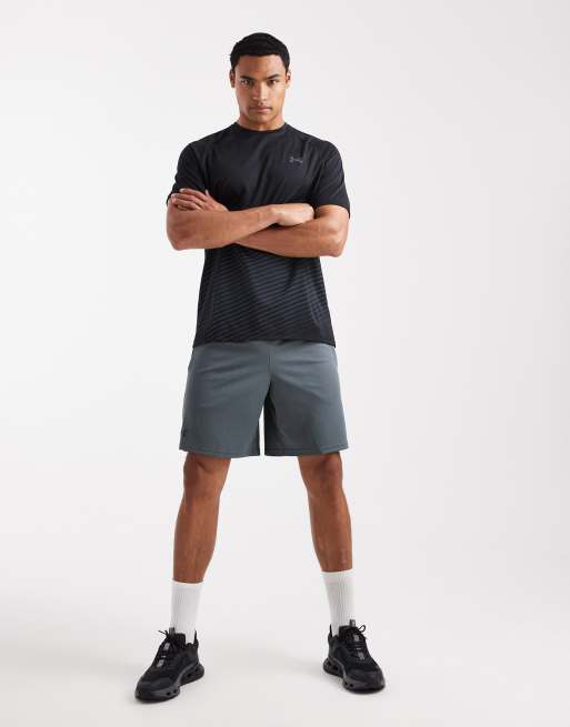 Under Armour - T-shirt tecnica sbiadita nera e grigio titan  , 2 di 5