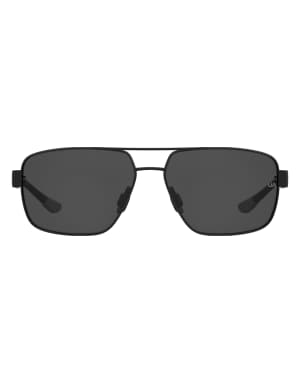Under Armour Takeoff rectangular sunglasses with grey lenses in black - BLACK