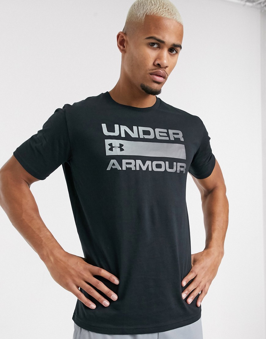 Under Armour - Team - T-shirt da allenamento con logo nera-Nero