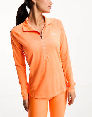 Under Armour Tech 1/2 zip twist long sleeve top in orange - ASOS Price Checker