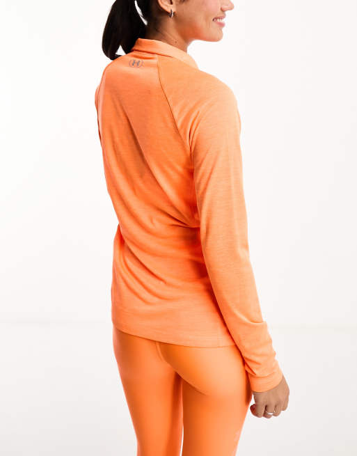 Under Armour Tech 1/2 zip twist long sleeve top in orange