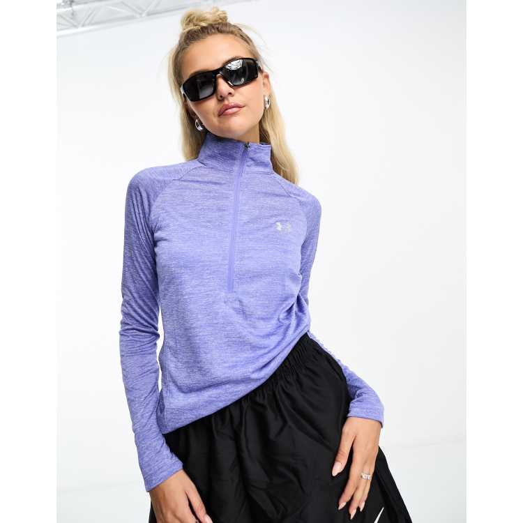 Under Armour Tech half zip long sleeve top in purple