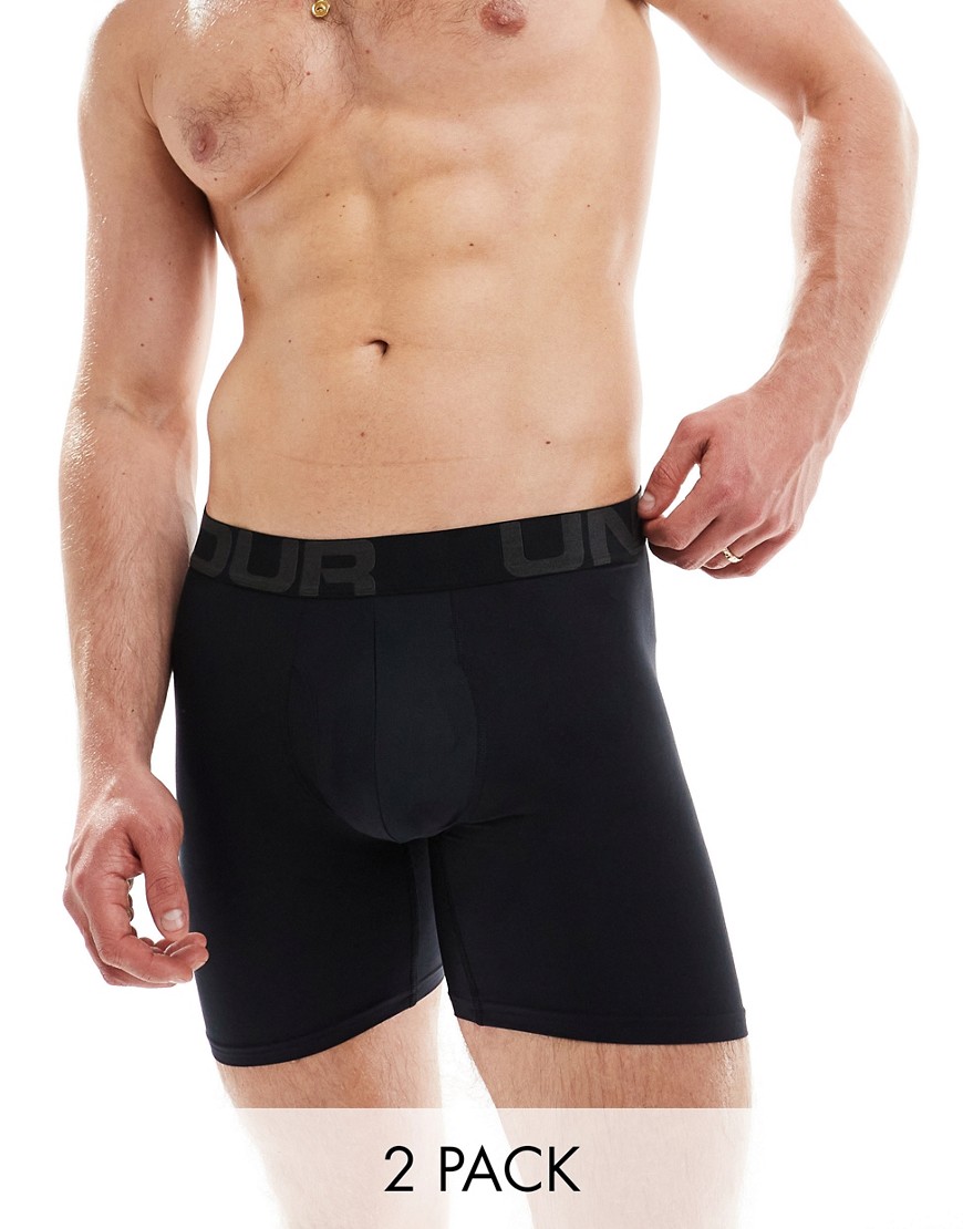 Under Armour Tech 2 pack 6 inch boxers in black