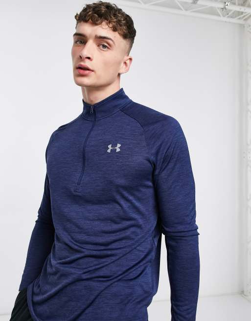 Under Armour - Tech 2.0 - Blå top med halv lynlås