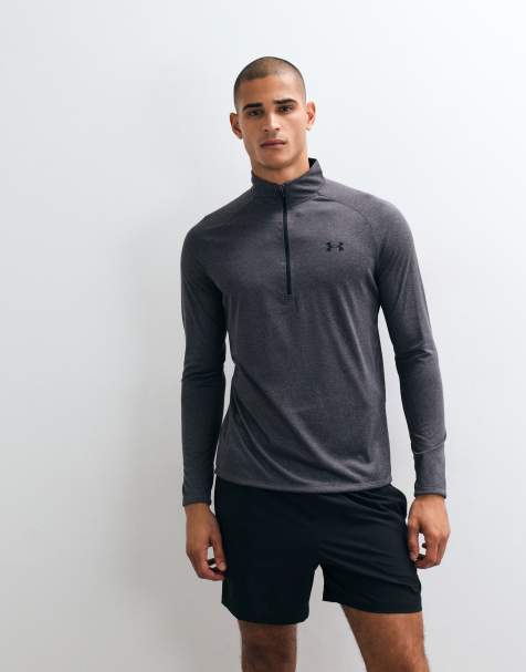 Under Armour – Tech 2.0 – Ciemnoszara bluza dresowa zapinana na zamek pod szyją - view 1