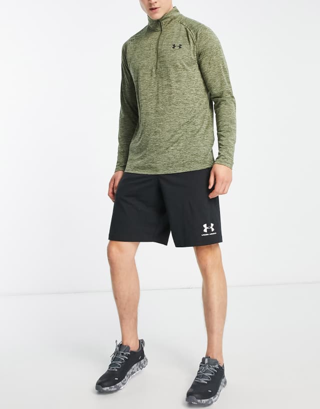 Under Armour Tech 2.0 half zip sweat in khaki