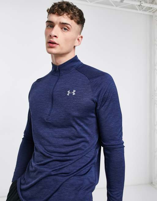 Under Armour Tech 2.0 Oberteil in Blau mit kurzem ReiBverschluss ASOS