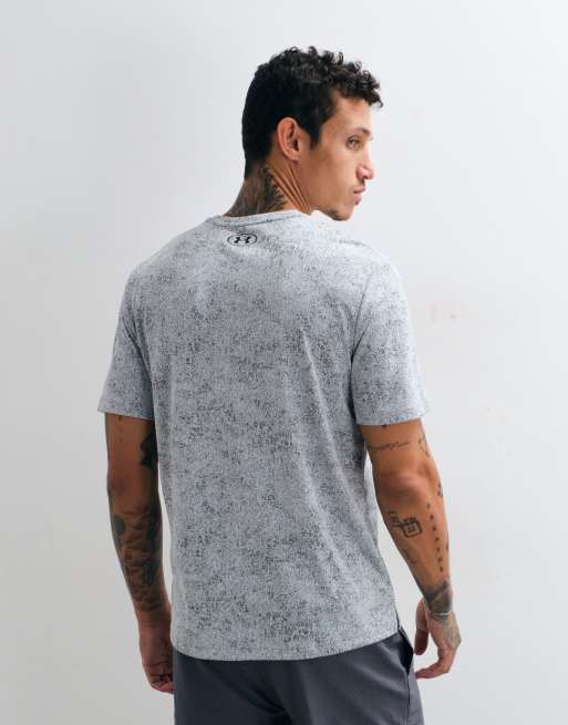 Under Armour Tech Pixelate T-Shirt mit kurzen Ärmeln in Grau, 5 von 5