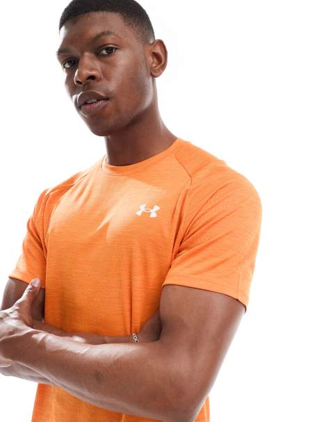 Under Armour – Tech – Pomarańczowy fakturowany T-shirt - view 1
