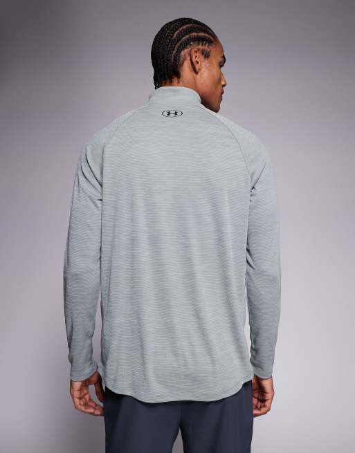 Under Armour – Tech – Strukturiertes T-Shirt in Lehmgrün mit kurzem Reißverschluss, 3 von 5