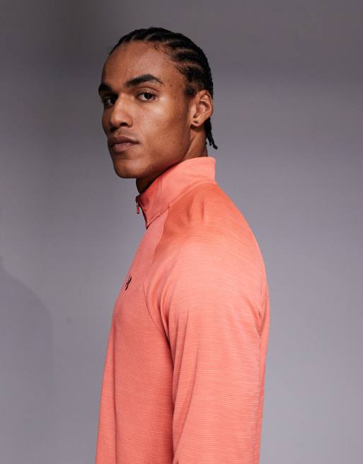 Under Armour – Tech – Strukturiertes T-Shirt in Venom Red mit kurzem Reißverschluss, 4 von 5