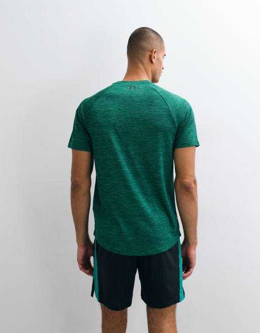 Under Armour Tech strukturiertes T-Shirt mit kurzen Ärmeln in Grün, 4 von 5