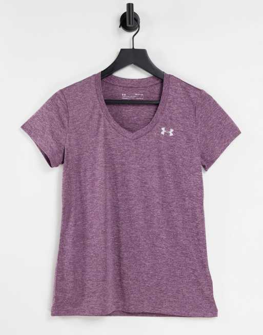 Under Armour - Tech - T-shirt met V-hals in pruimenkleur