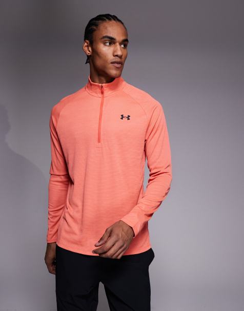 Under Armour - Tech - T-shirt testurizzata rosso venom con zip corta - view 1