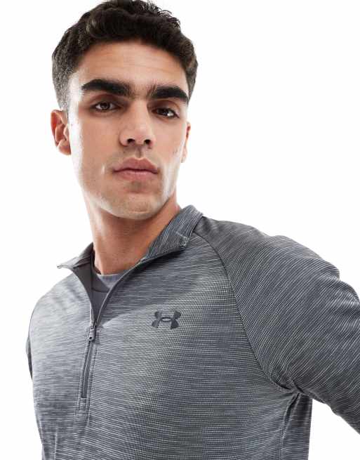 Under Armour Tech textured half-zip in castlerock grey, 2 of 4