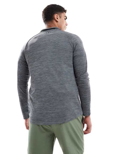 Under Armour Tech textured half-zip in castlerock grey, 3 of 4