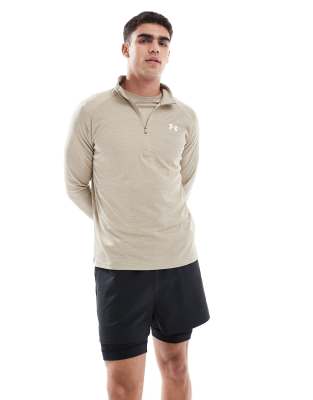 Under Armour Tech textured half-zip in city khaki Online Sale