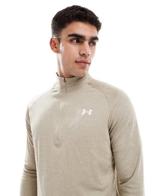 Under Armour Tech textured half-zip in city khaki