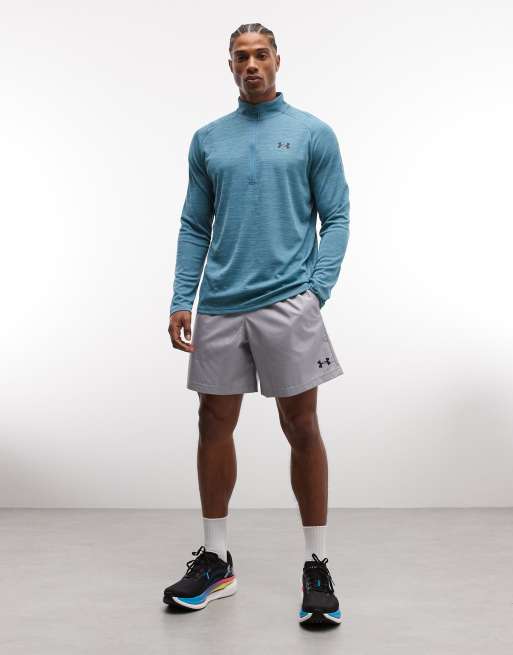 Under Armour Tech textured half-zip t-shirt in boundless blue, 3 of 5
