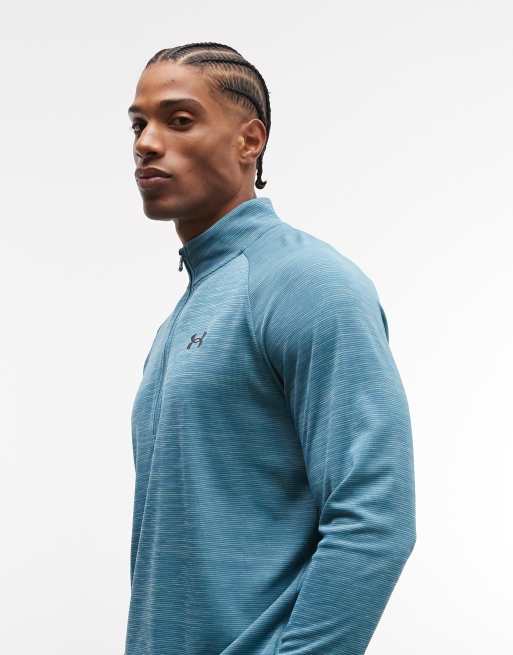 Under Armour Tech textured half-zip t-shirt in boundless blue, 5 of 5