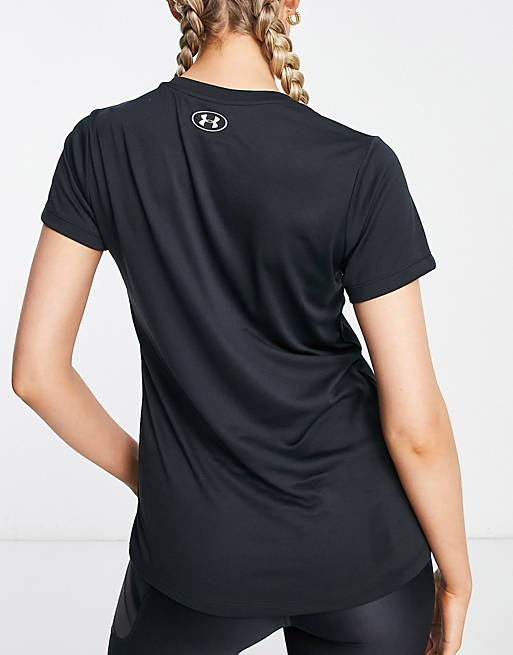 Under Armour Tech v neck t-shirt in black | ASOS