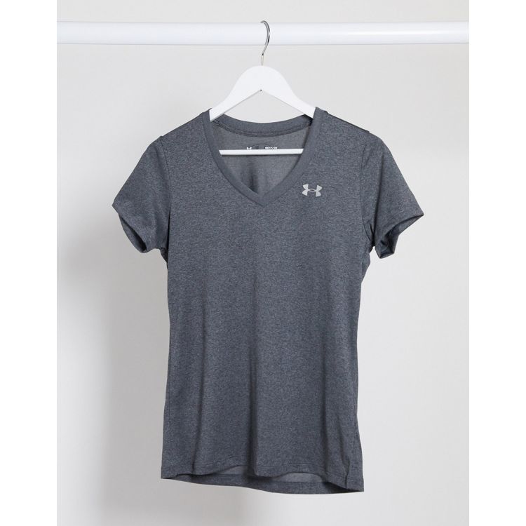 T-shirt Femme Under Armour UA Tech™ V-Neck Graphic - Gris Chiné - Gris –  Dragon Bleu