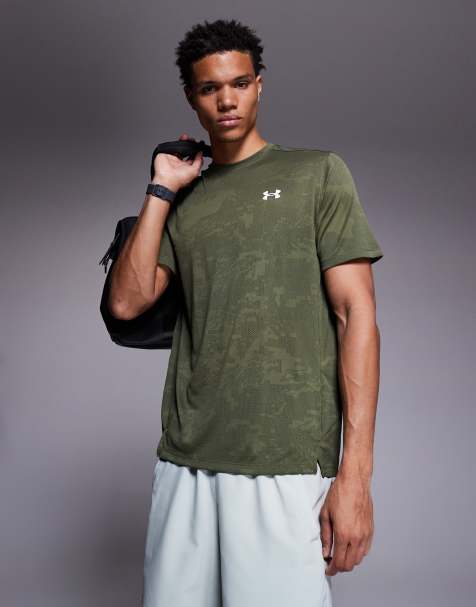 Under Armour - Tech Vent - Marinegrøn T-shirt i jacquard - view 1