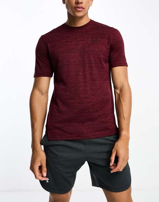 Under Armour – Tech Vent – Vinröd t-shirt i jacquard