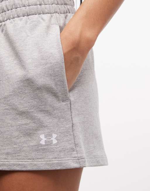 Under Armour Terry shorts in light heather grey, 5 of 5