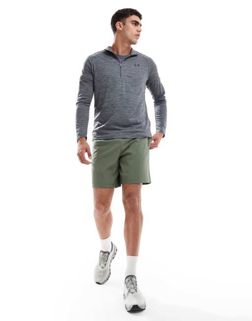 Under Armour - Top tecnico testurizzato grigio castlerock con zip corta, 4 di 4