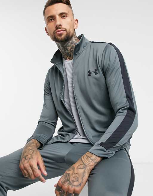 Mens grey under armour tracksuit on sale