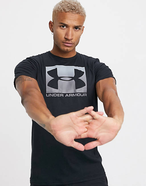Under Armour Training Boxed logo t-shirt in black