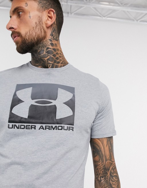 Under Armour Training Boxed logo t-shirt in grey