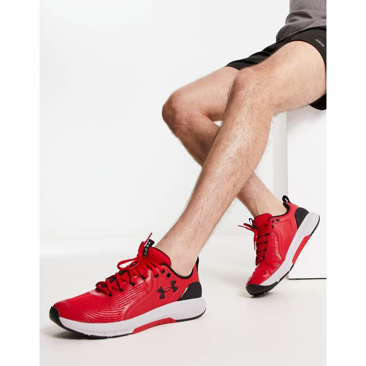 Under armour red outlet and white shoes