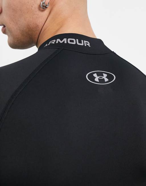 Under Armour Training Cold Gear mock neck long sleeve reflective top in  black