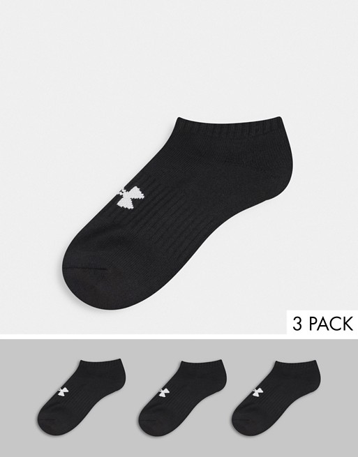 Under Armour Training Core 3 pack no show socks in black