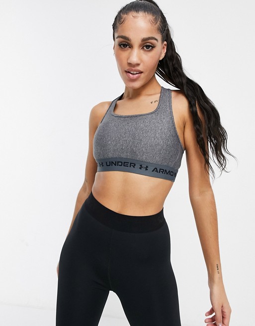 Under Armour Training Crossback mid support sports bra in charcoal heather