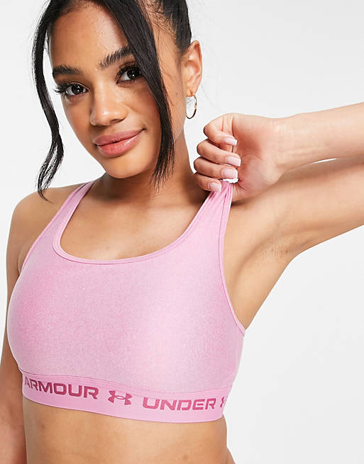 Under Armour Training Crossback mid support sports bra in pink